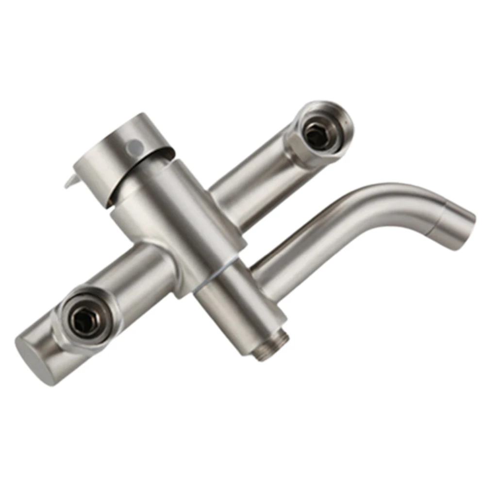 

1pc 304 Stainless Steel Wall Mount Double Holes Cold Hot Water Mixer Faucet Triple Valve Long Nozzle Tap Bathroom Hardware