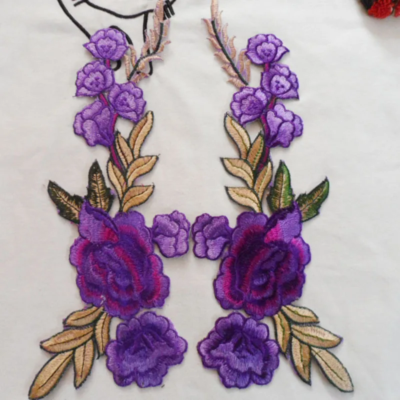 1 пара сделай сам вышитая нашивка с цветком розы Аппликации подходит для джинсов