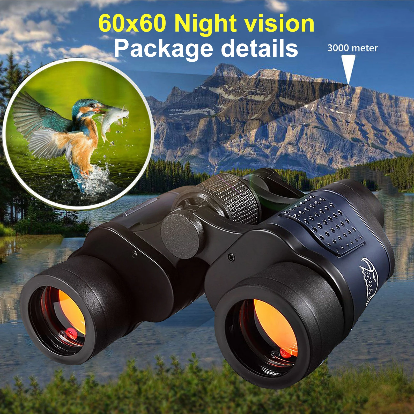 Купи High Clarity Telescope 60X60 Binoculars High Power Optics For Outdoor Hunting Professional Optical Binocular за 599 рублей в магазине AliExpress