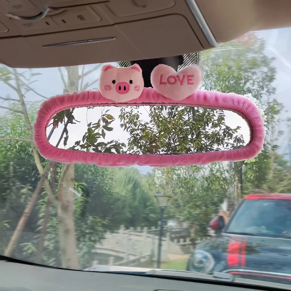 

Female Car Rearview Mirror Cover Electric Car Rearview Mirror Decoration Cartoon Cat Pig Love Rearview Mirror Cover