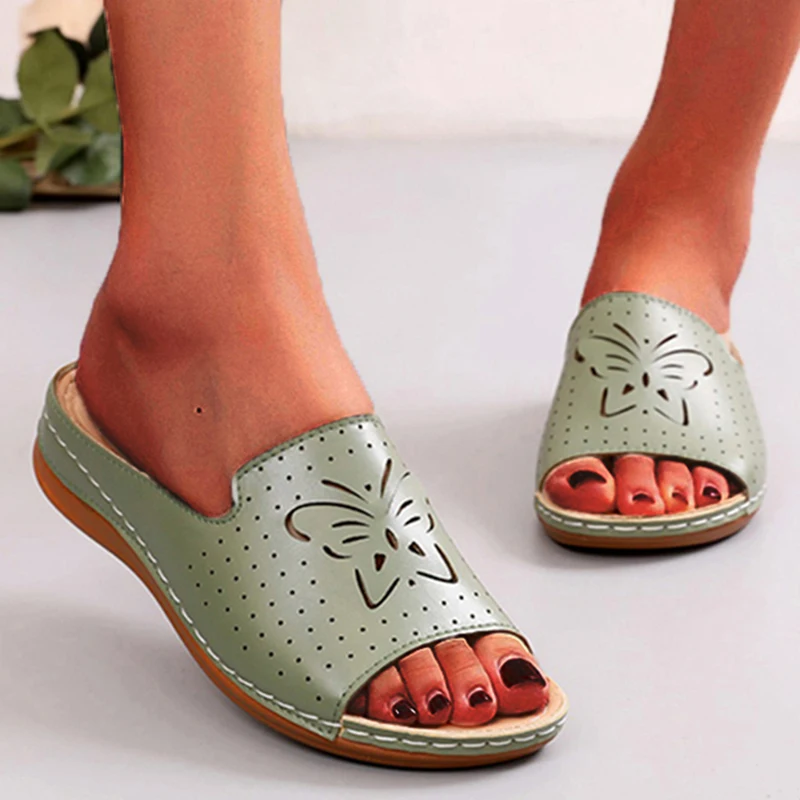 

Сандалии женские в стиле ретро, мягкие дышащие шлепанцы, открытый носок, без застежки, обувь, 2022