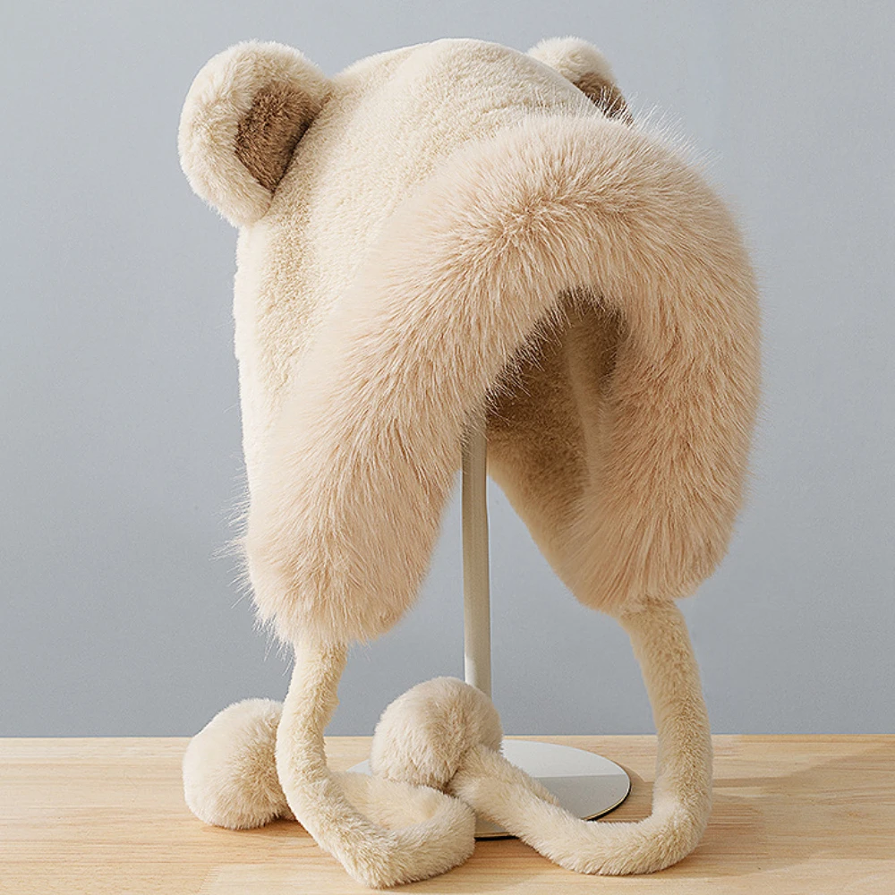 HT4562 Толстая теплая осенне-зимняя шапка женская мягкая флисовая пушистая меховая