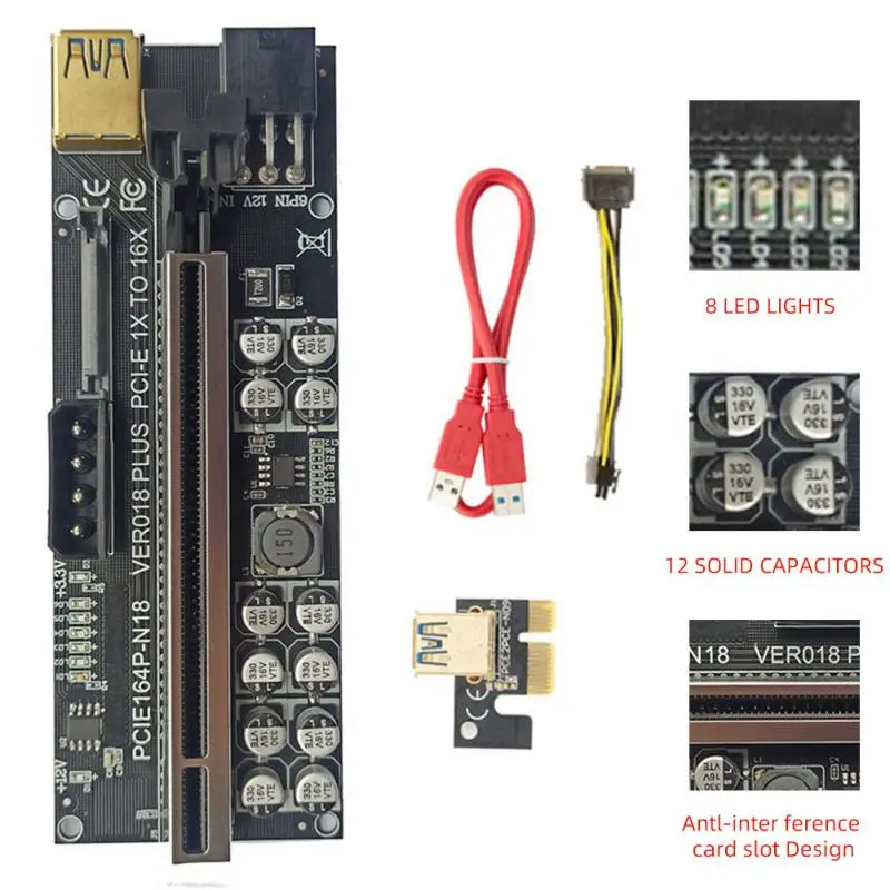 

Плата расширения VER018 PLUS PCI-E, 60 см, кабель USB 3,0, 1X-16X