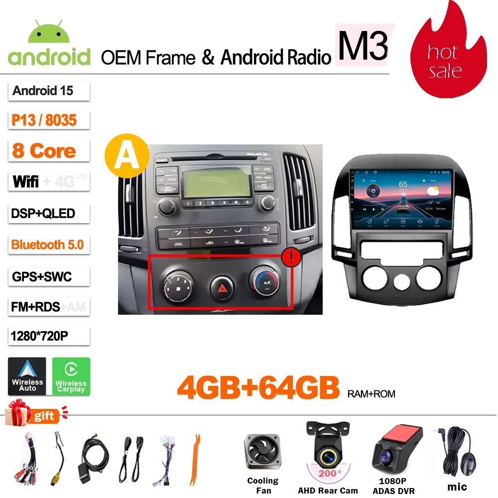 

Для Hyundai I30 i30 AT MT 2006-2011 Android 14 Автомобильный Android Стерео Мультимедийный плеер WIFI 4G GPS Навигация Сенсорный экран Wi-Fi