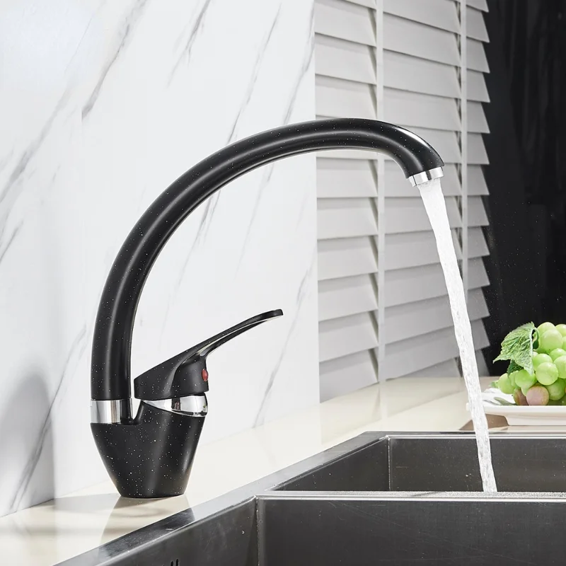 

Brass Black Kitchen Sink Faucet Hot And Cold Water Mixer Faucets Single Handle Swivel Spout Kitchen Water Sink Mixer Tap