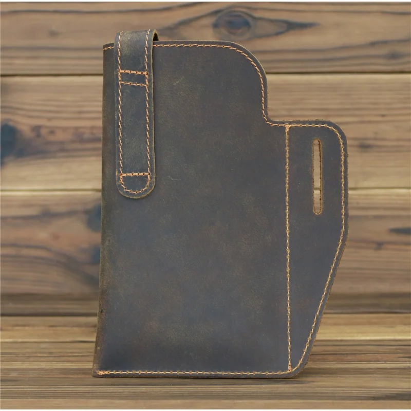 Waistpack New Vintage Mobile Phone Bag Crazy Horse Leather Men's Vertical Top Layer Cowhide Source