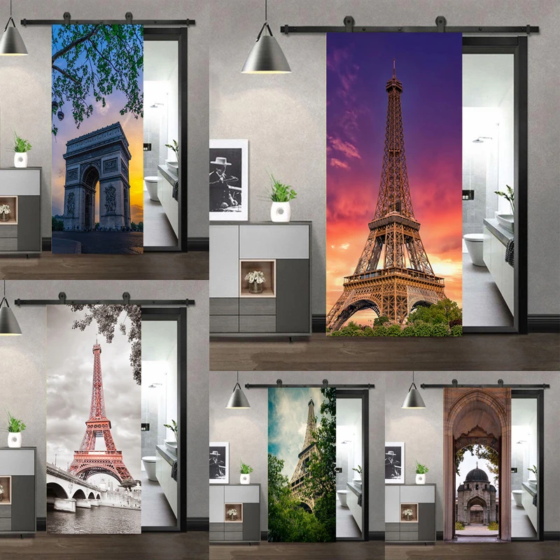Эйфелева башня Франция наклейки на дверь обои архитектурный пейзаж ПВХ