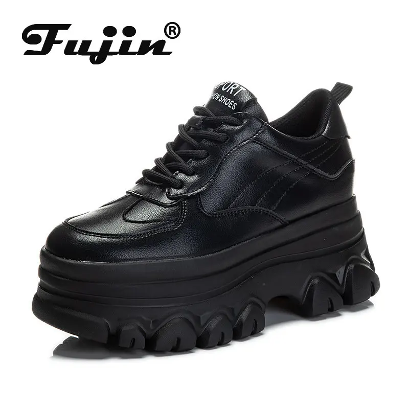 

Fujin/9 см; Белые туфли из натуральной кожи на платформе со скрытым каблуком; Кроссовки на массивной платформе; Женская повседневная обувь; Кол...