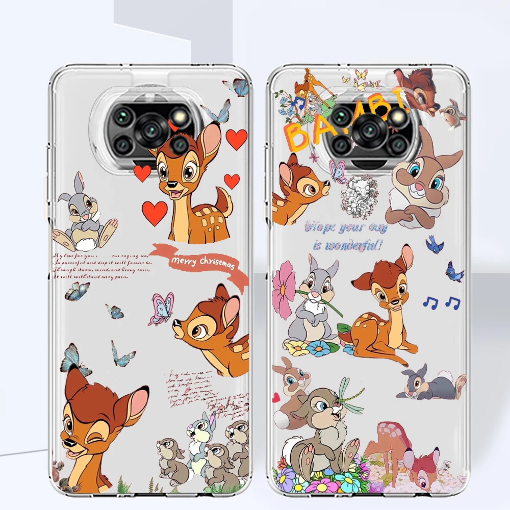 

Disney Fawn Bambi Cute Phone Case For Xiaomi Mi Poco X4 X3 X2 NFC F4 F3 F2 F1 GT M4 M3 M2 Pro C40 C3 Transparent TPU Cover