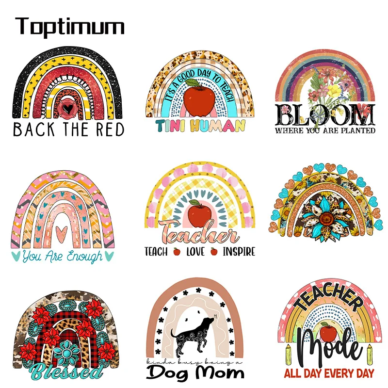 

Rainbow Transfers For Clothing Diy Vinyl Appliqued Fashion Heat Transfer For T Shirts Iron On Sticker For Fabric Tops Patches