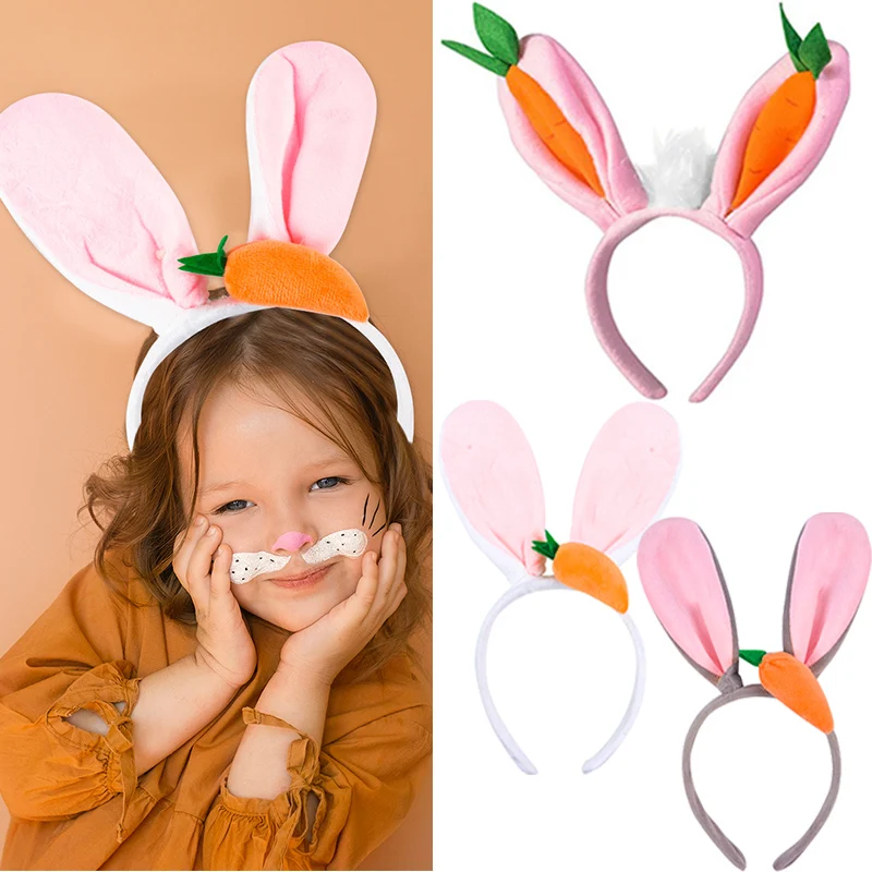 

Cute Rabbit Ear Headband Happy Easter Party Ornament photo props Adult Kids Bunny Ear Hairband Easter Gift Kids toys