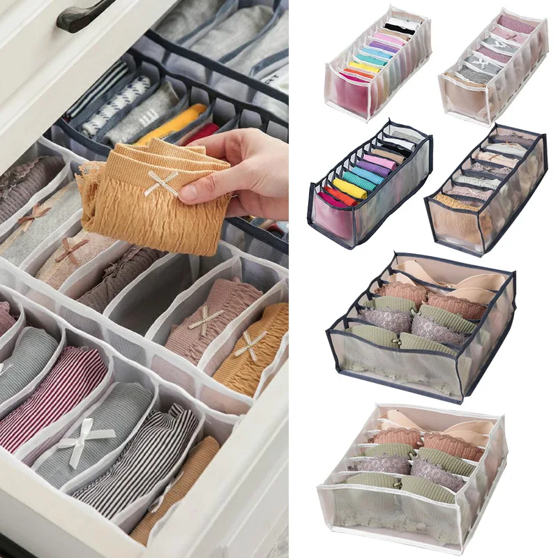 

Washable Underwear Storage Box Organizer Clothe Separated Socks Shorts Bra Storage Boxs Dormitory Closet Organizer Drawer