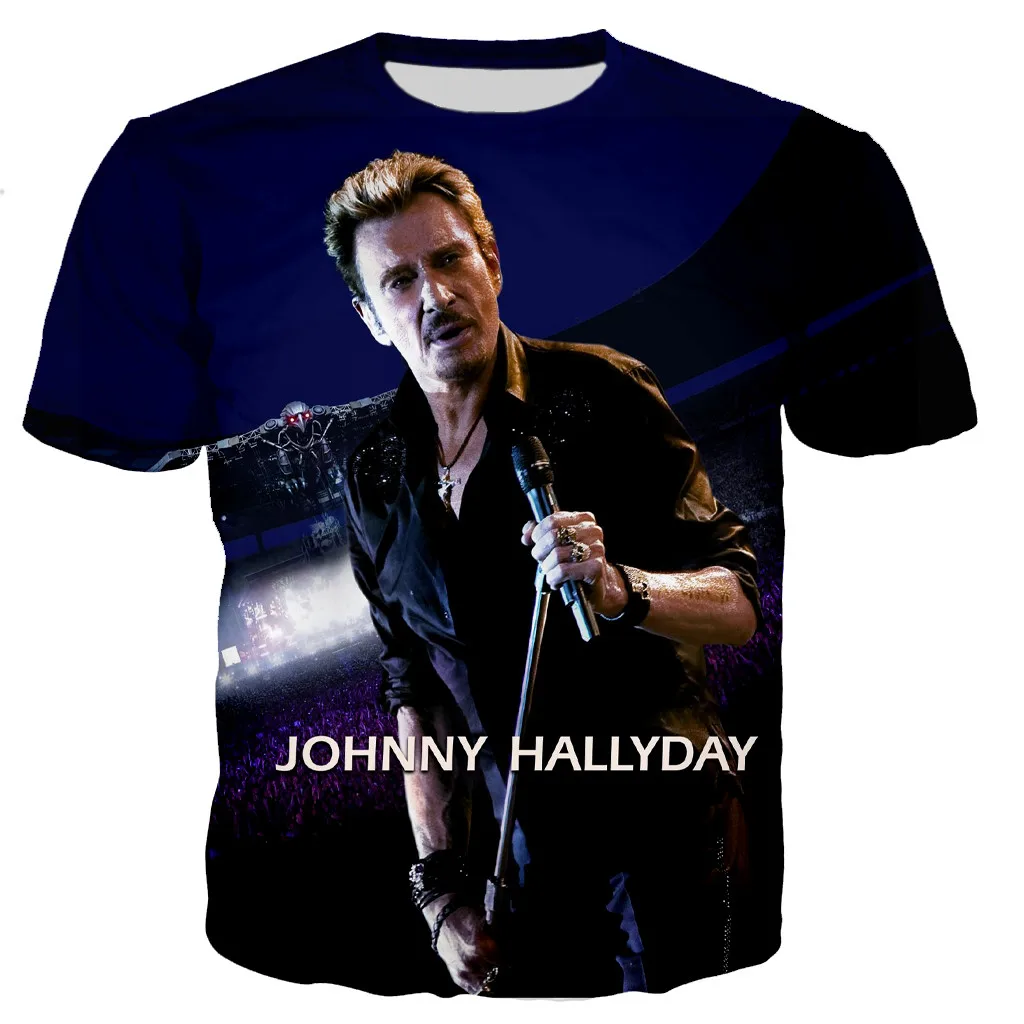 

3D Printed Johnny Hallyday T-shirts Men/women Fashion Cool Tee Shirts Casual Streetwear Oversize Tops