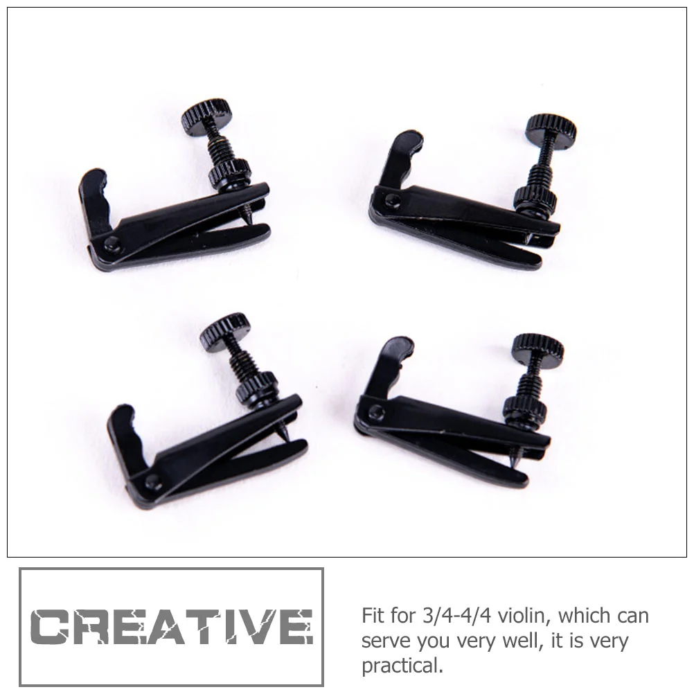 

4 Pcs Black Violin Tuner Fine Brass 3/4 4/4 Adjuster Simple Accessories Full-size