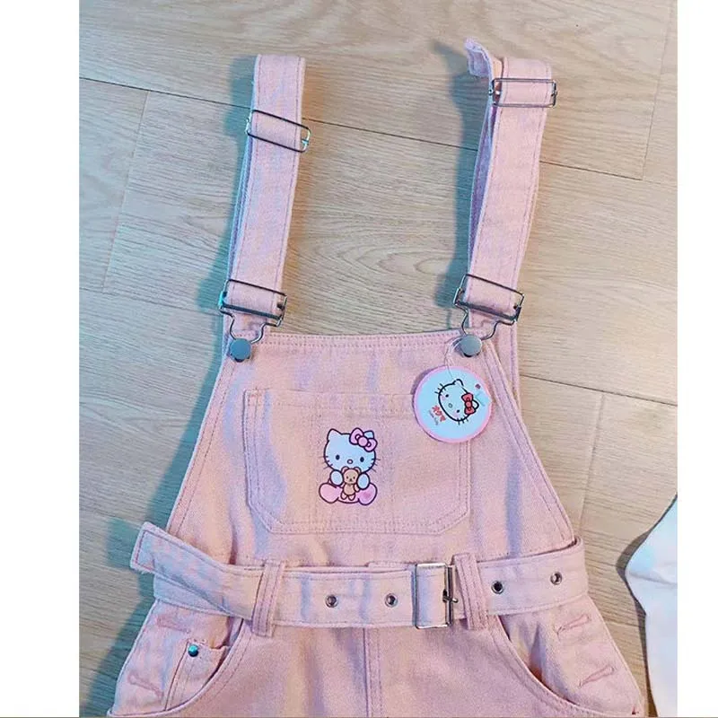 

Sanrio Hellokittys Kawaii Cartoon Short Sleeve Girls Cute Summer Casual T-Shirt Women Fashion Two Set Slip Pants Round Neck Top