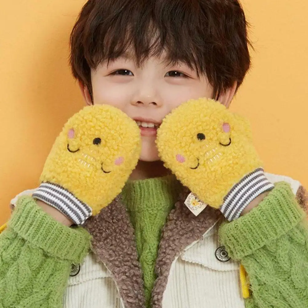 

New Korean Cute Children Gloves Winter Knit Plush Mittens Thick Warm Children Keep Kids Finger Velvet Gloves F8z9