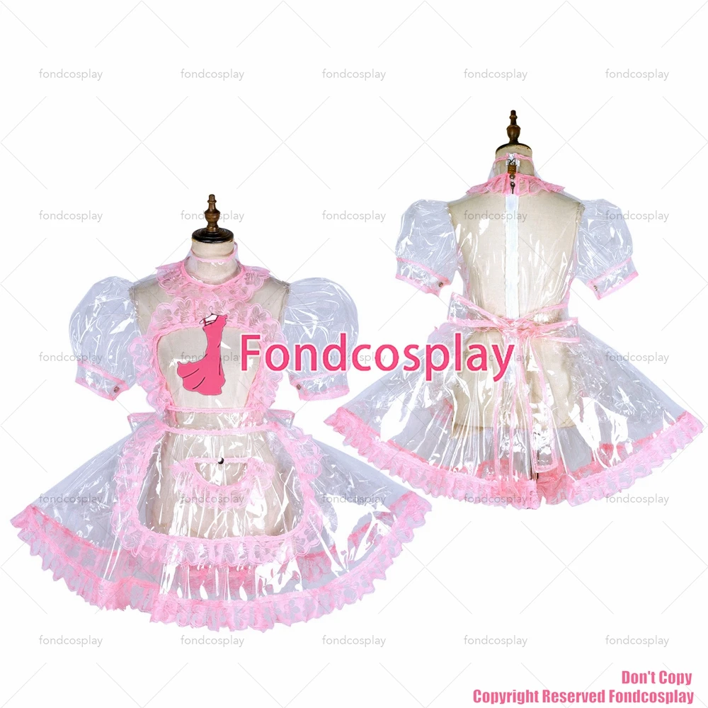 

tailor-made sexy adult dressing cross maid sissy short clear pvc lockable dress tpu uniform apron tv/cd[g1800]