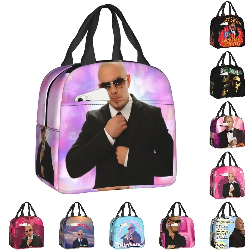 

Mr World Pitbull Thermal Insulated Lunch Bag Women American Rapper Singer Portable Lunch Tote Outdoor Multifunction Food Box