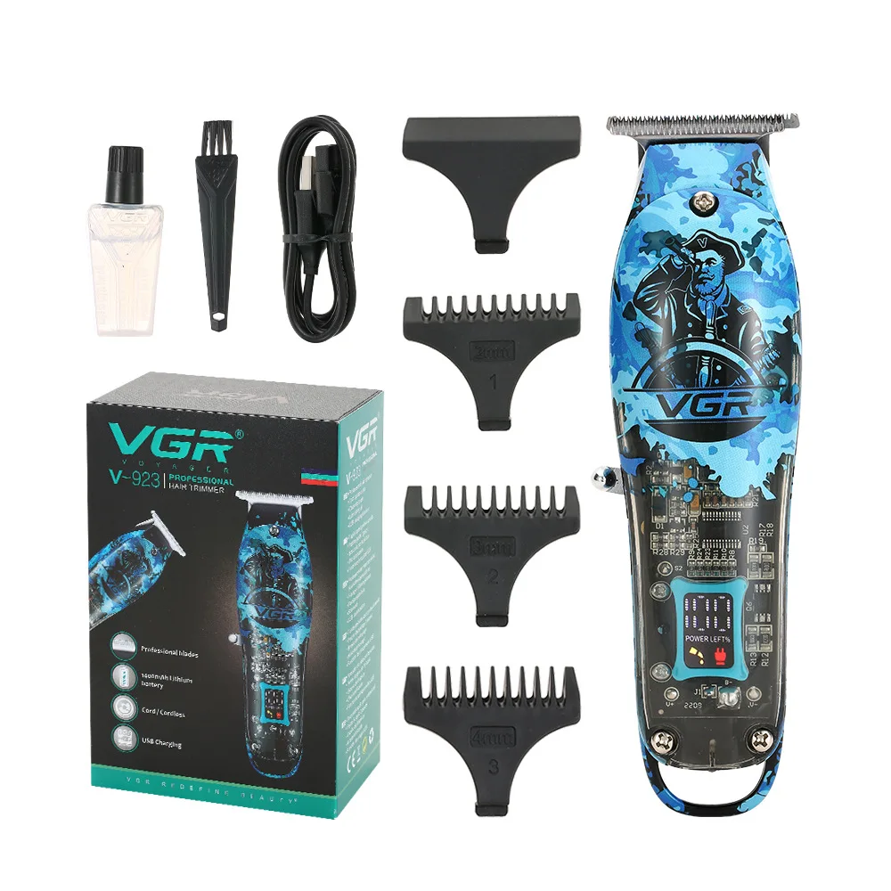 

VGR hair trimmer V923 USB rechargable hair clipper barber hairdresser oil head whitening engraving hair carving clipper LCD