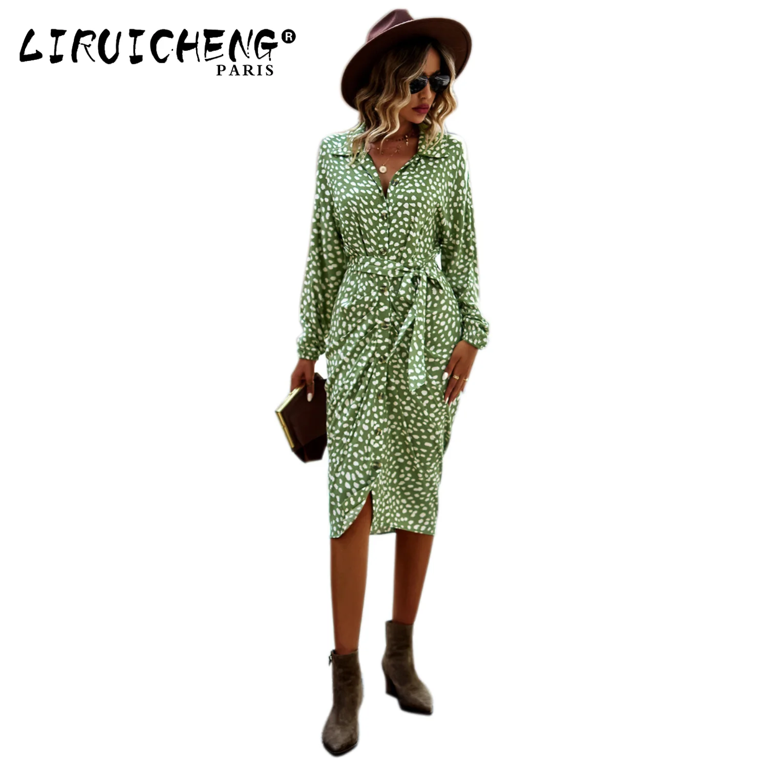 

2023 Women's Wear Fashion Clothing Holiday Spring Summer Avocado Green Dress