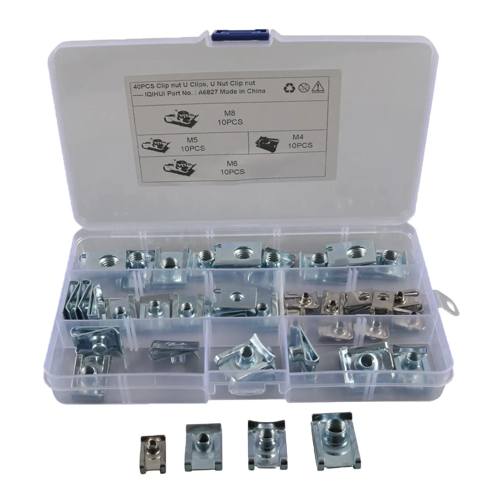 

40Pcs Car Assorted Spire Clips U Nuts Fasteners Kits M4 M5 M6 M8 Universal