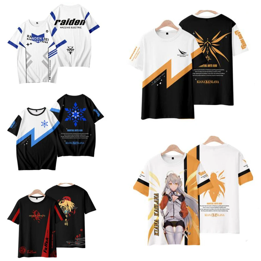 

Anime Honkai Impact 3 3D Print T Shirt Women Men Kiana Kaslana Yae Sakura Fu Hua Raiden Mei Theresa Apocalypse Cosplay Costume