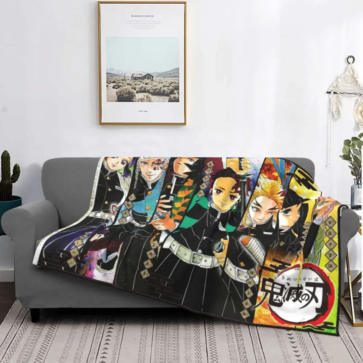 

Kimestu No Yaiba Demon Slayer Blankets Coral Fleece Plush Print Manga Japan Samurai Soft Throw Blanket for Bedding Bedroom