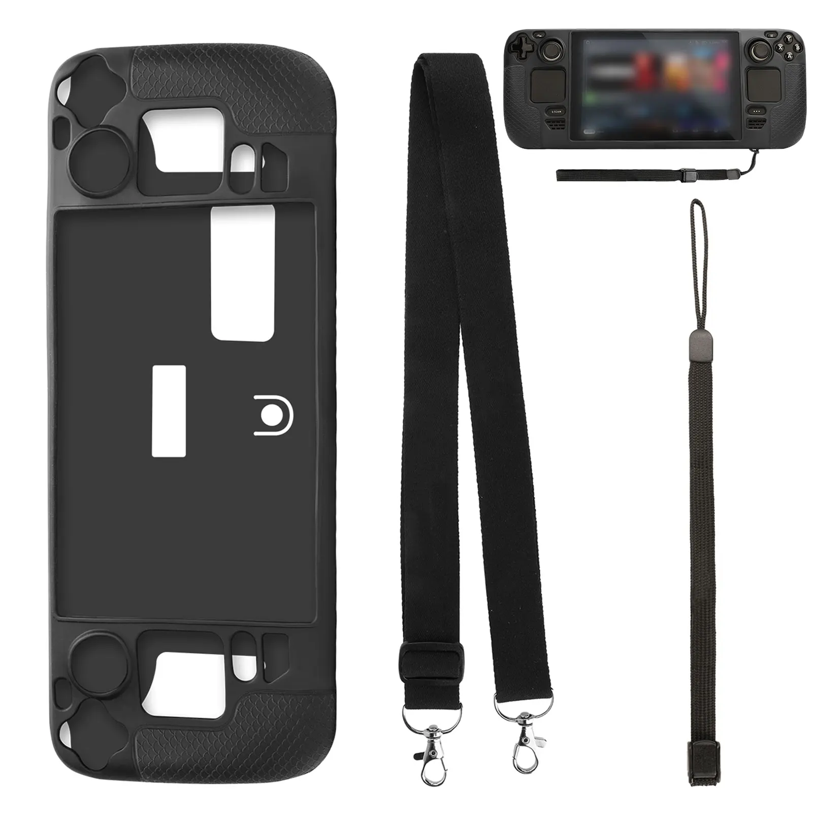 

Soft Silicone Shell For SteamDeck Game Console Protection Case Anti-drop Dustproof Game Console Case Cover With Strap Lanyard