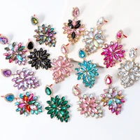 2022 new colorful rhinestone dangle earrings high quality statement crystal drop earring for women fashion xmas jewelry gift