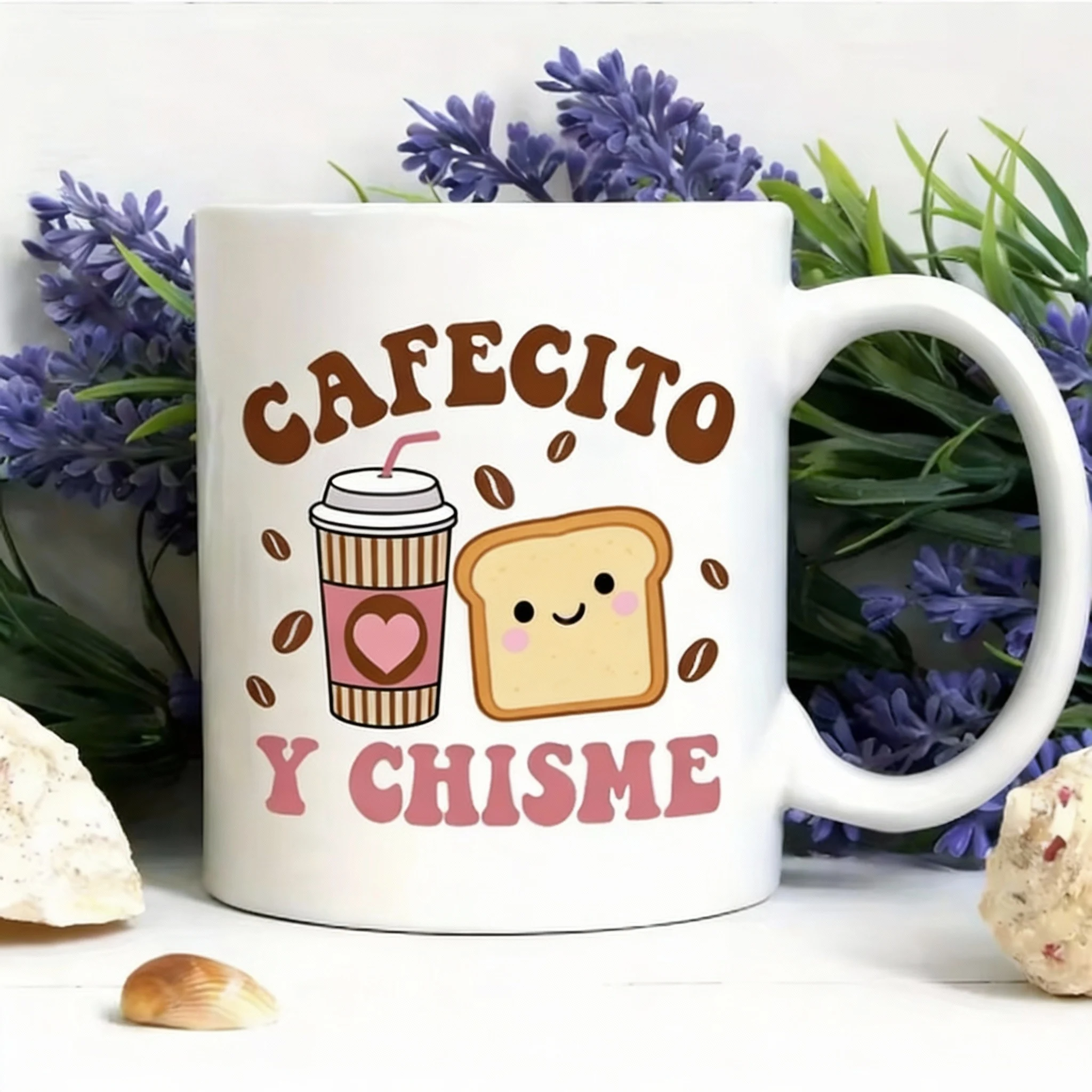 Фото Керамическая кружка Cafecito y Chisme — милый дизайн кофе и сплетни, идеальный подарок для любителей кофе, уникальный подарок на новинку №5