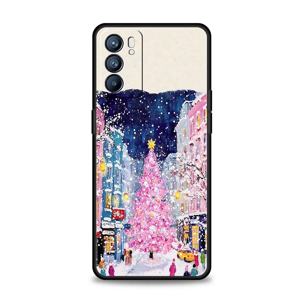 Фото Чехол в мультяшном рождественском стиле для Oppo Reno14, Reno13, Reno12, 11 F, 10, Find X5, X9 Pro, A54 5G, A53, A52, A9, A16, A78 4G, A80, A98 №4