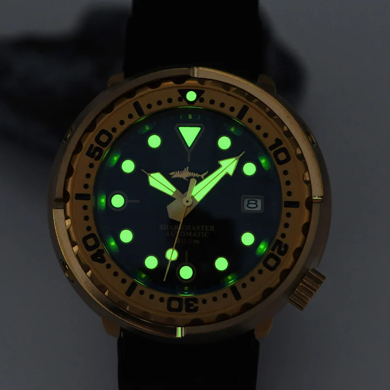 Часы Heimdallr Watch Bronze Tuna 44MM с черным циферблатом, ретро-дизайном, люминесцентным покрытием, сапфировым стеклом, водонепроницаемостью до 200 м, автоматическим механическим механизмом NH35. (art.: 3920d4dffad05) - 3920d4dffad05