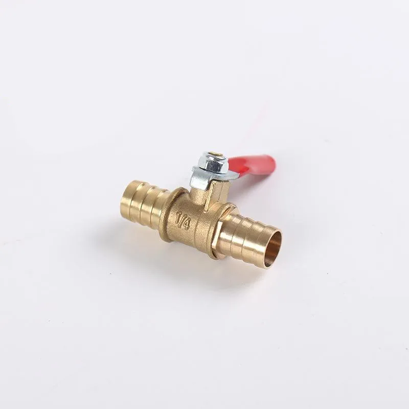 

6/8/10/12mm Hose Barb Red Handle Pagoda Brass Water Oil Air Gas Fuel Line Shutoff Ball Valve Pipe Fittings