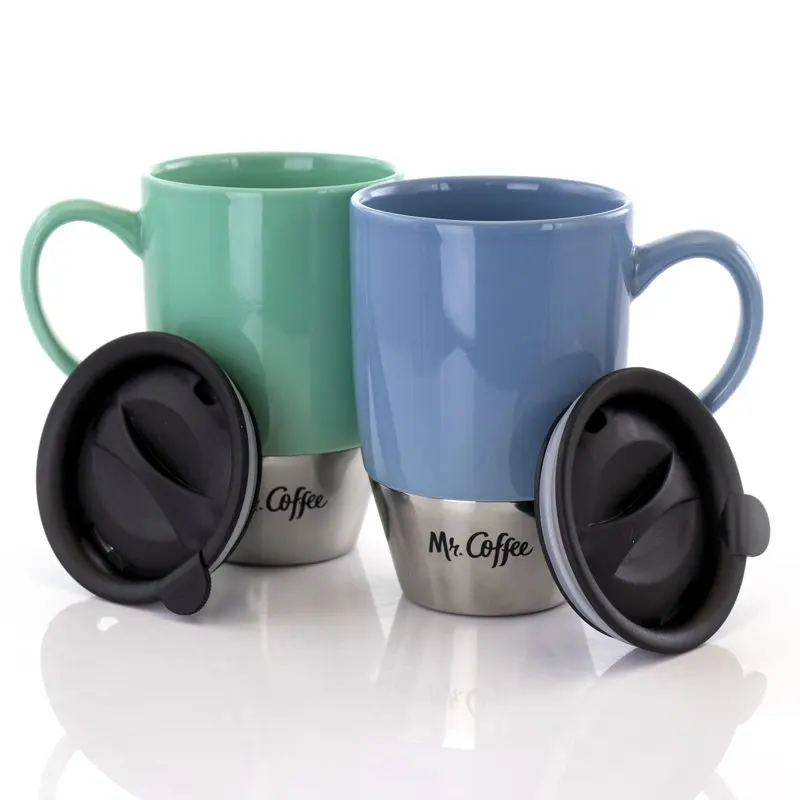 

Mesmerizing Pastel 3 Piece Stoneware and Stainless Steel 15 Ounce Travel Cups in Assorted Vibrant Colors.