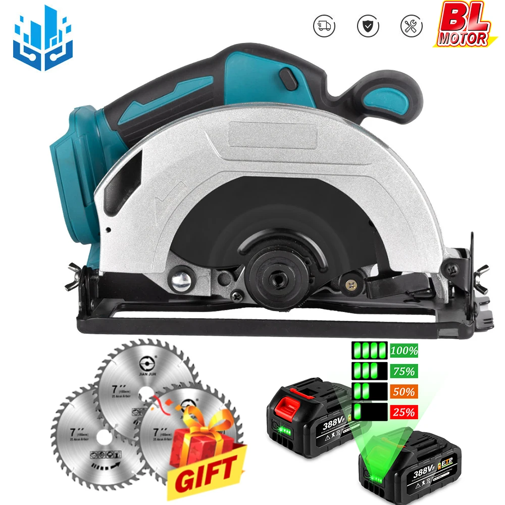 7 Inch Brushless Circular Saw 180mm 10800Rpm 3 Saw Blade Cordless Woodworking Cutting Tool for Makita 18V Battery Electric Saw