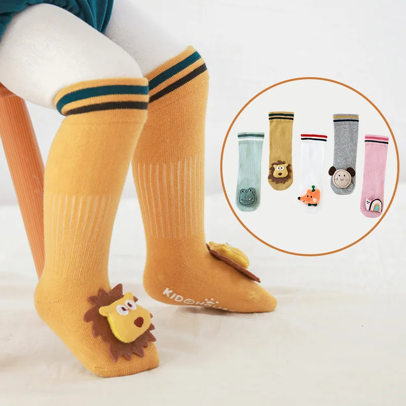 Детские носки выше колена новые зимние детские носки хлопковые Мультяшные нескользящие носки в горошек милые носки для новорожденных