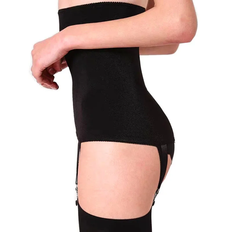 Women 4 Straps High Waist Garter Belt Black White Vintage Suspender Belt for Stockings body Shaping Garter Lingeries