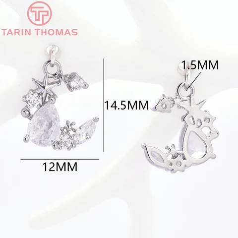 Фурнитура для бижутерии TARIN THOMAS, подвески звезда и луна, латунь с цирконом, 24-каратное золото