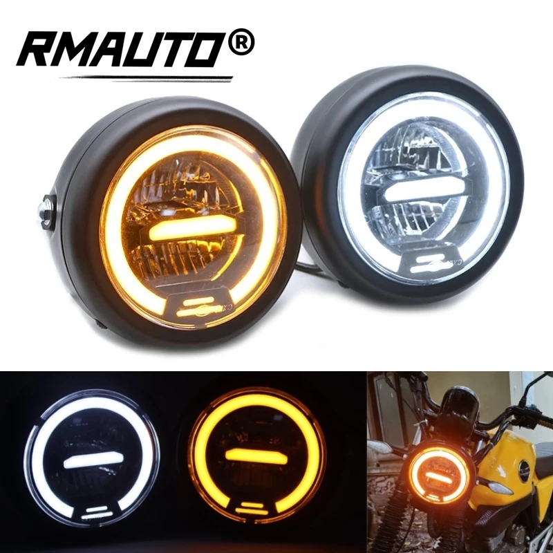 

RMAUTO 6.5 inch Universal 12V 70W Motorcycle LED Headlight Head Lamp DRL Daytime Running Light High Low Beam Cafe Racer Vintage
