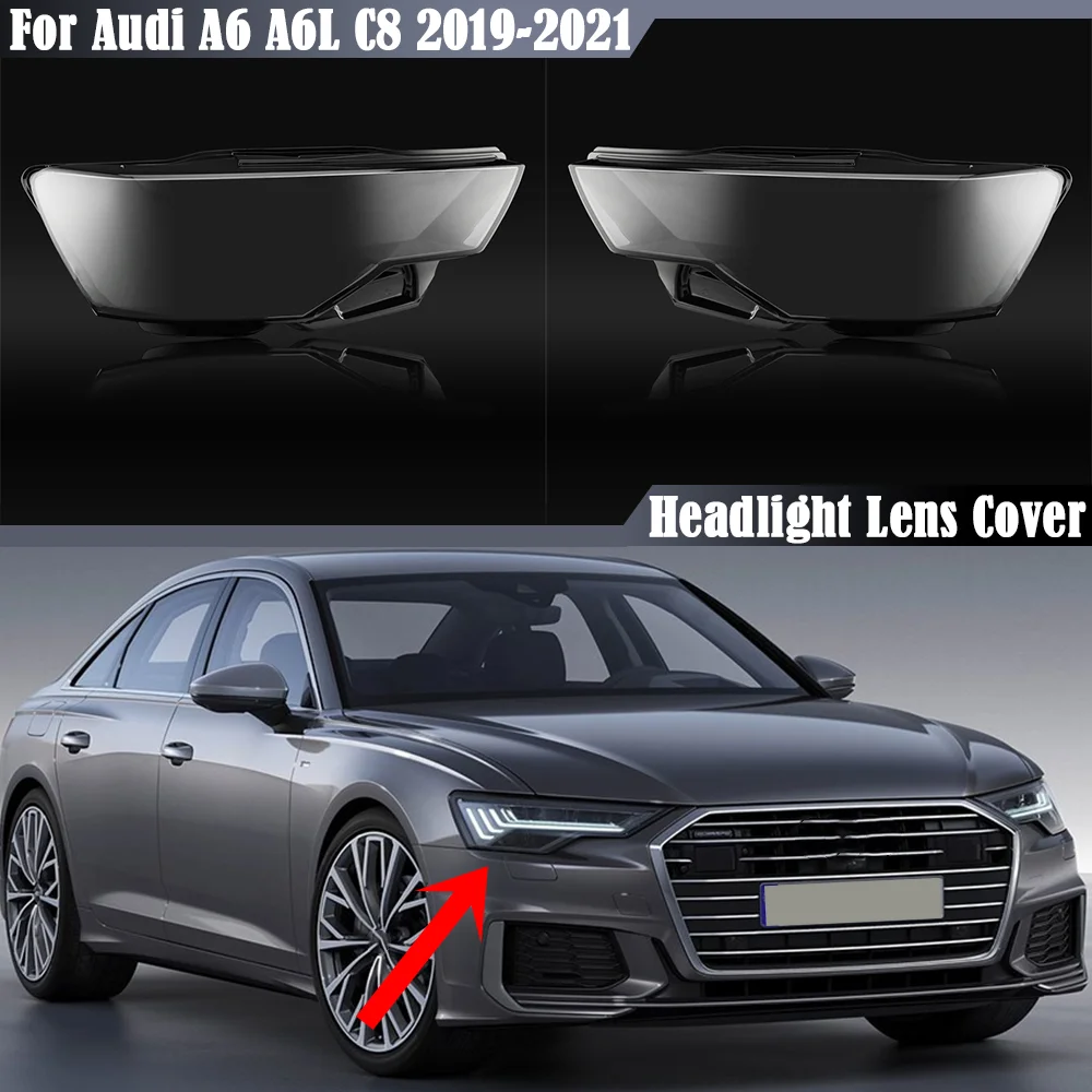 

For Audi A6 C8 2019 2020 2021 Headlight Cover Transparent Mask Headlamp Lamp Shell Lens Replace Original Lampshade Plexiglass