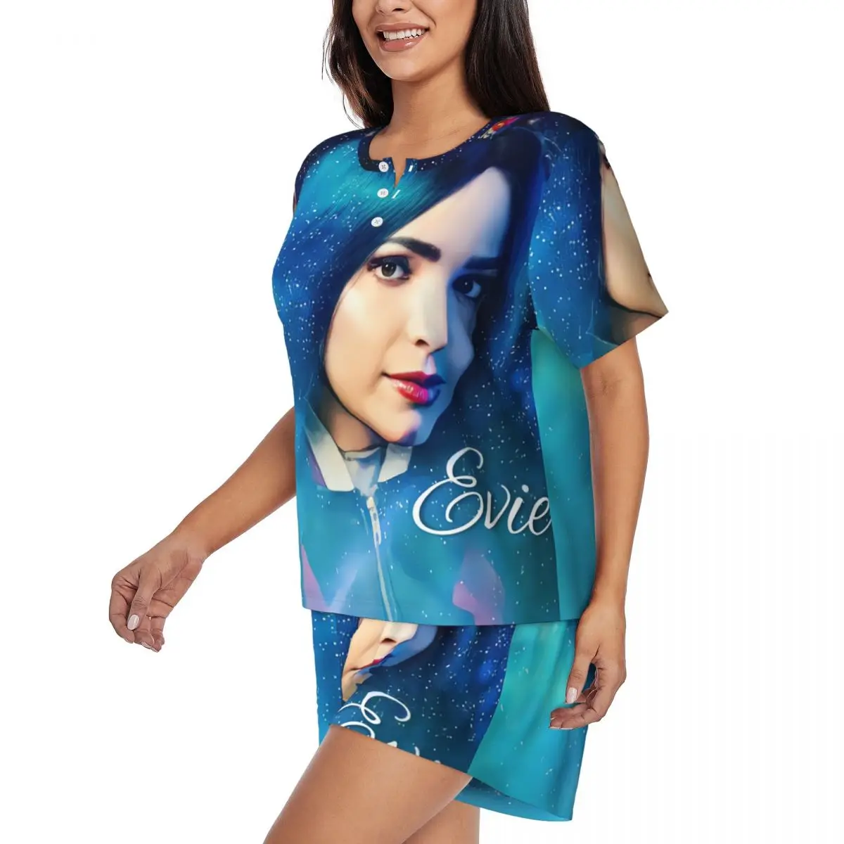 Пижамный комплект голубой принцессы Evie с принтом на заказ женская одежда для сна