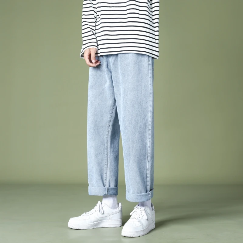 2022 Classic Unisex Streetwear Baggy Straight-leg Men Jeans Autumn Men Korean Fashion Loose Straight Male Brand Wide Leg Jeans