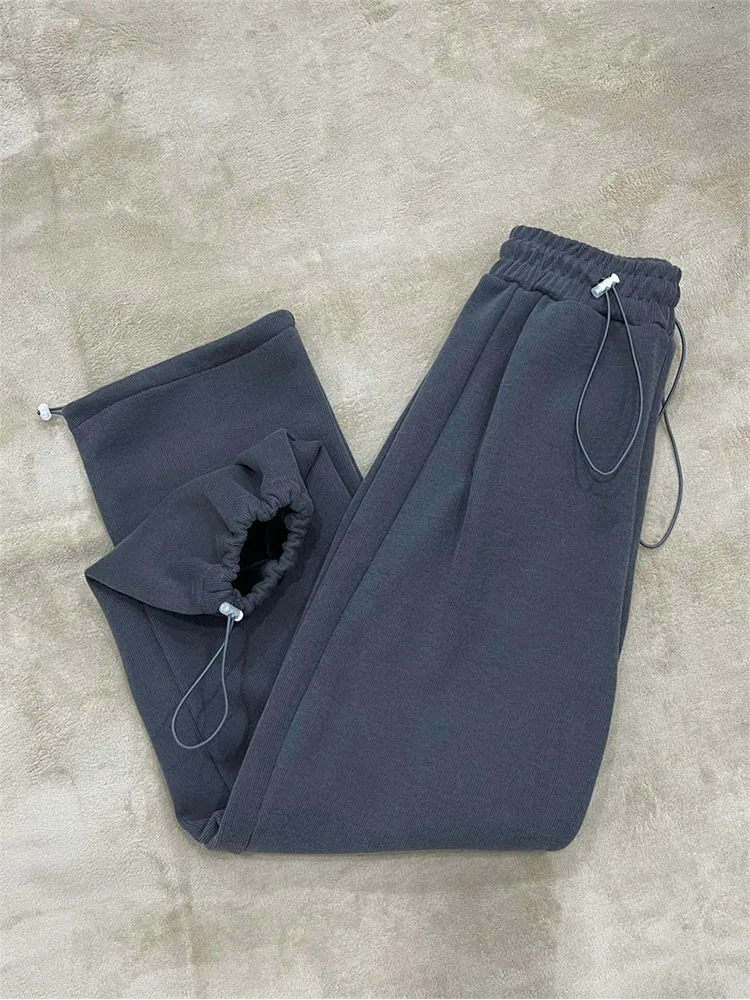 

Брюки женские свободные с широкими штанинами, Винтажные эластичные спортивные штаны с завышенной талией, на шнуровке, в стиле бойфренд Хара...