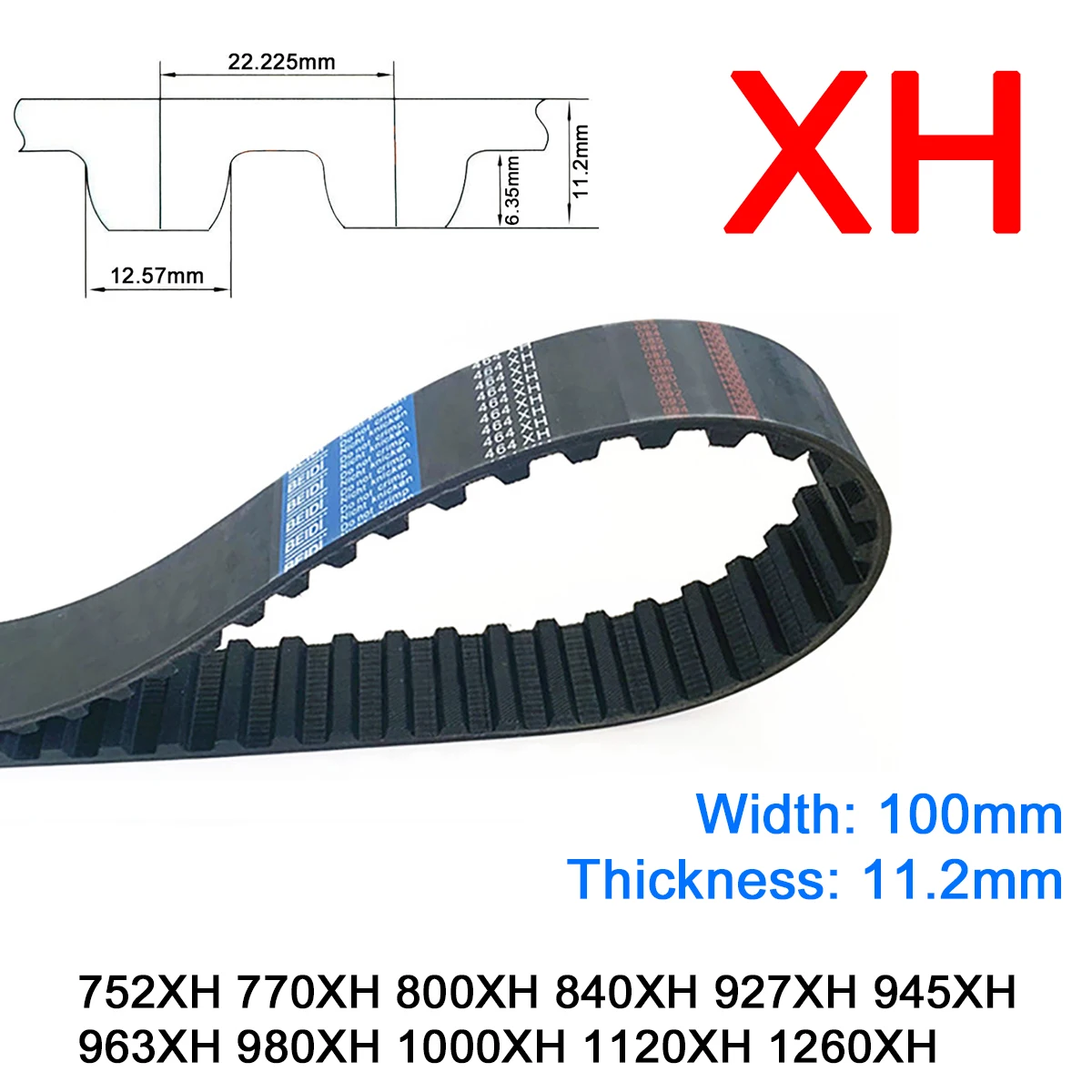 

1Pc Width 100mm XH Rubber Trapezoid Tooth Timing Belt Pitch Length 752 770 800 840 927 945 963 980 1000 1120 1260Inch Drive Belt