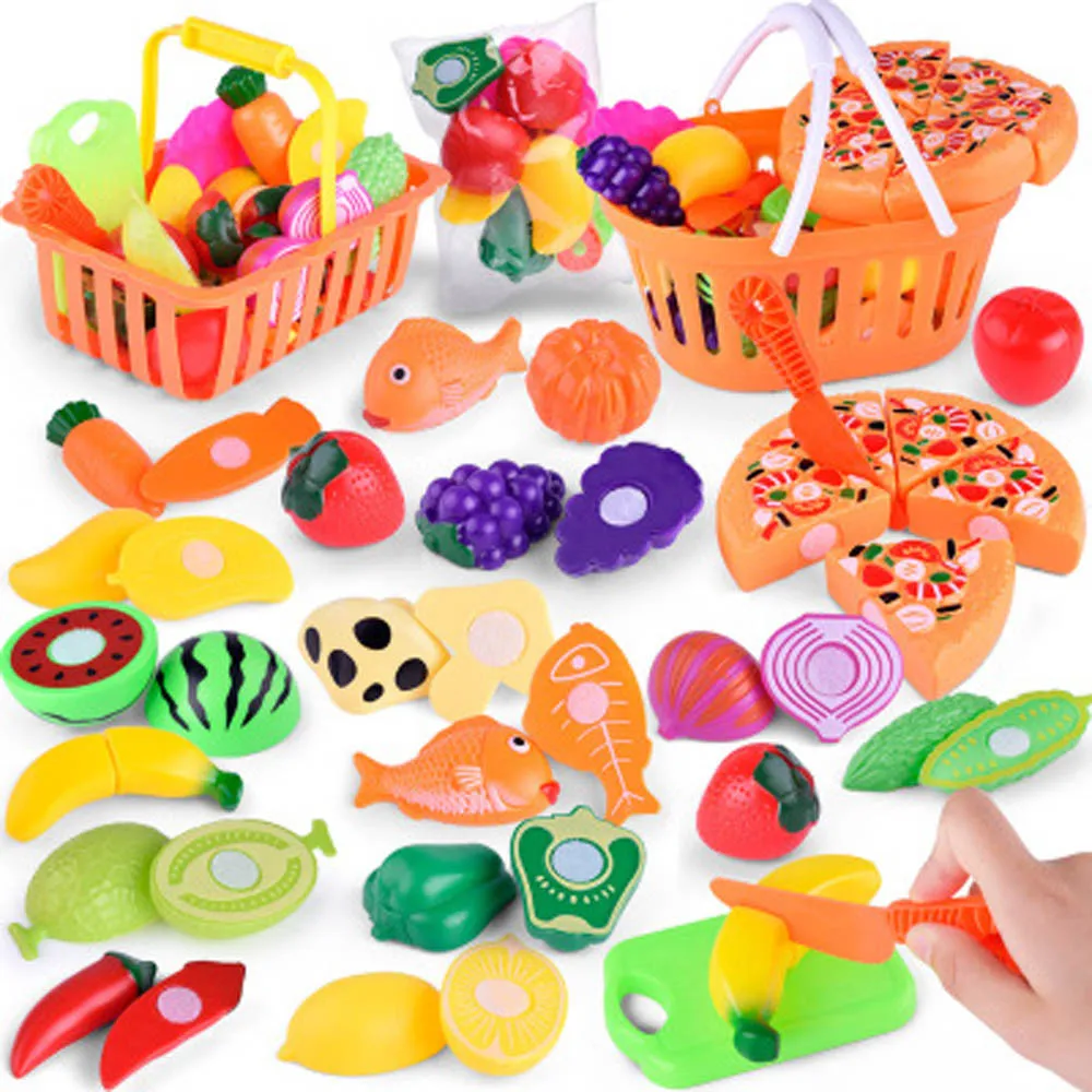 

2022 Kids Pretend Role Play Kitchen Fruit Vegetable Food Toy Cutting Set Gift Pretend Play Children Plastic Food Toy drop ship