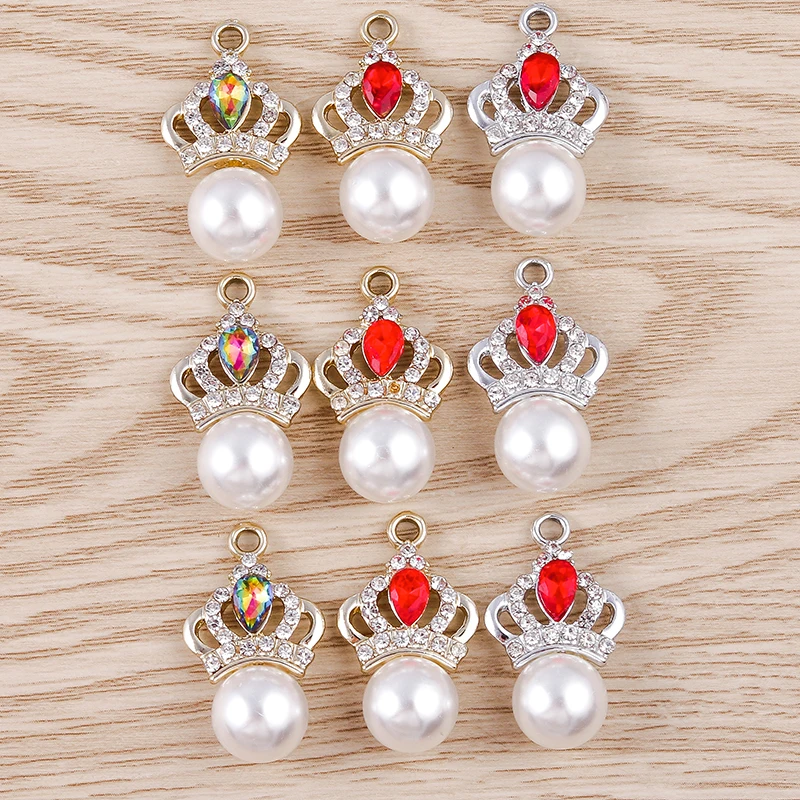 

10pcs Elegant Pearl Crown Charms for DIY Jewelry Making Crystal Charms Pendants for Necklaces Earrings Handmade Crafts Accessory