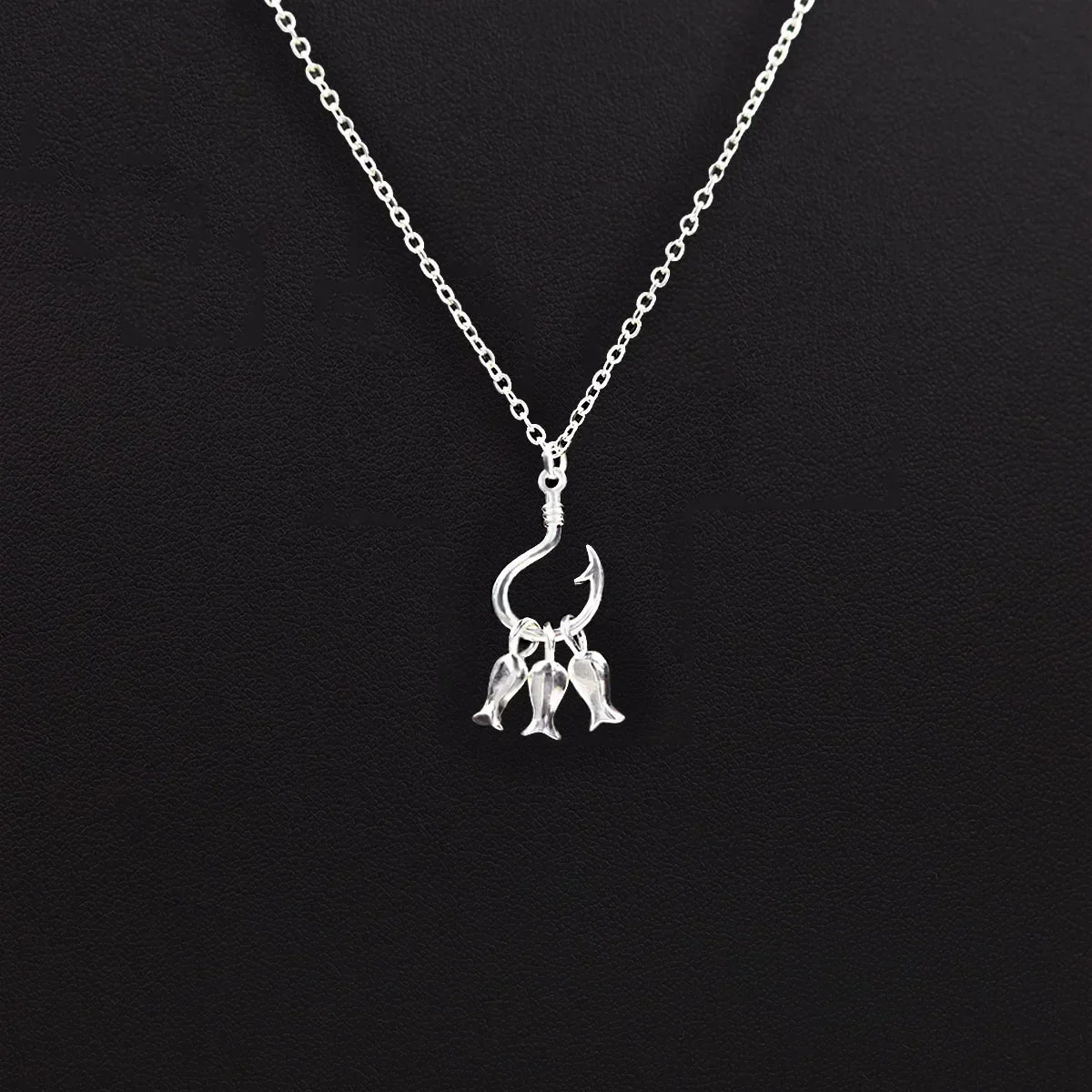 Серебряное простое Гавайское ожерелье с подвеской в виде рыболовного крючка для