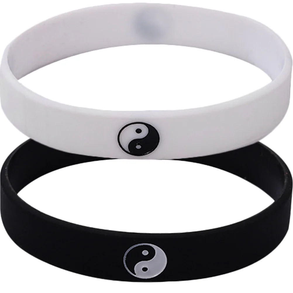 

2Pcs Silicone Bracelets Rubber Wristband Yin Yang Bracelets Chinese Style Bracelet Gifts
