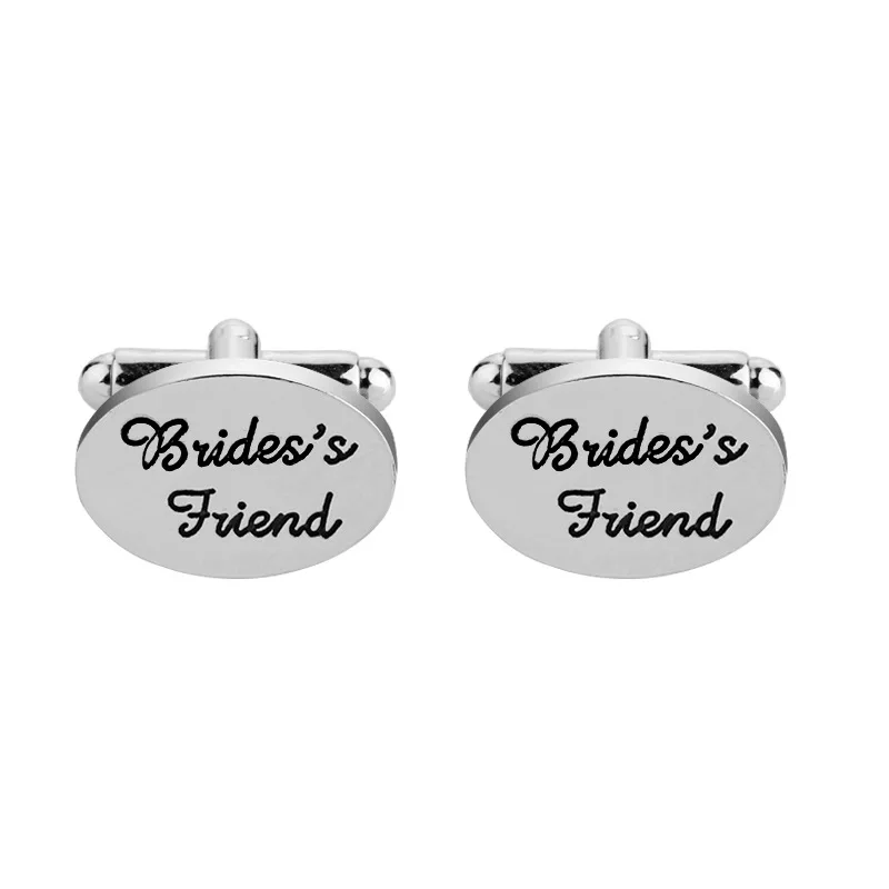

Fashion European American Man's Wedding Cufflinks Brides Friends Minimalist Alloy Letter Sleeve Stud Souvenir