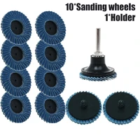 10pcs flap discs 2 inch 50mm blue sanding discs 40 60 80 120 grit grinding wheels blades with 14 shank pad holder